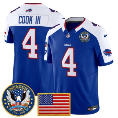 Buffalo Bills "United States 250th Anniversary Patch" Vapor Limited Jersey - Royal Alternate / James Cook III