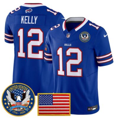 Buffalo Bills "United States 250th Anniversary Patch" Vapor Limited Jersey - Royal / Jim Kelly