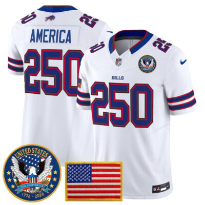 Buffalo Bills "United States 250th Anniversary Patch" Vapor Limited Jersey - White / #250 America