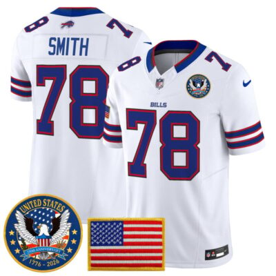 Buffalo Bills "United States 250th Anniversary Patch" Vapor Limited Jersey - White / Bruce Smith