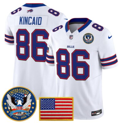 Buffalo Bills "United States 250th Anniversary Patch" Vapor Limited Jersey - White / Dalton Kincaid