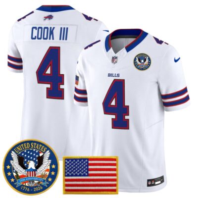Buffalo Bills "United States 250th Anniversary Patch" Vapor Limited Jersey - White / James Cook III