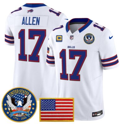 Buffalo Bills "United States 250th Anniversary Patch" Vapor Limited Jersey - White / Josh Allen