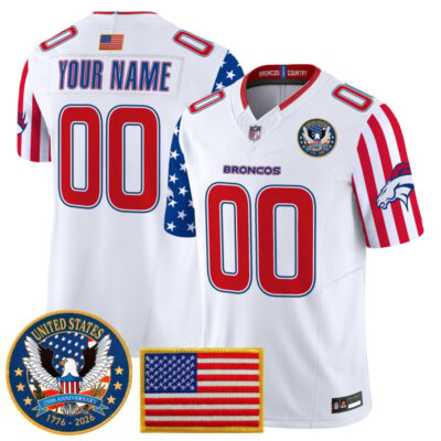 Denver Broncos "America250 Edition" Vapor Limited Custom Jersey - White