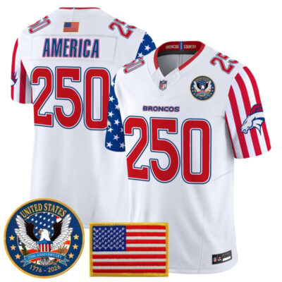 Denver Broncos "America250 Edition" Vapor Limited Jersey - White / #250 America