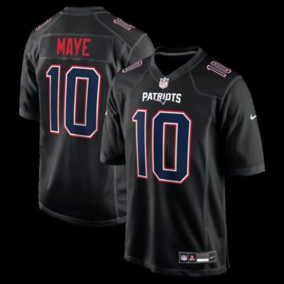 Drake Maye New England Patriots Fashion Game Jersey - Carbon Black