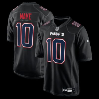 Drake Maye New England Patriots Game Jersey - Carbon Black