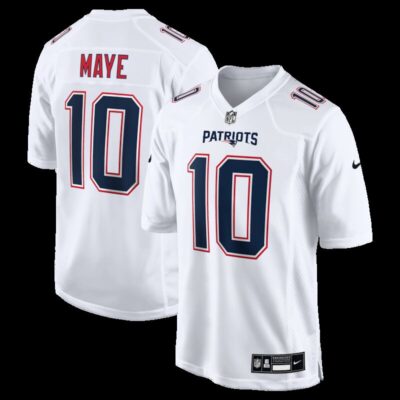Drake Maye New England Patriots Game Jersey - Tundra White