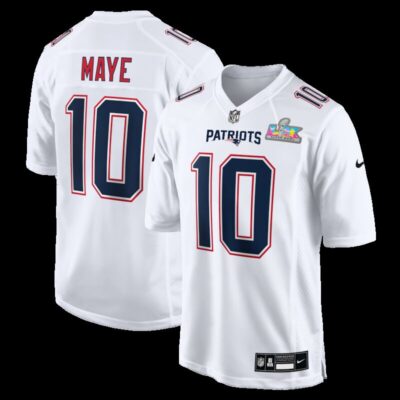 Drake Maye New England Patriots Super Bowl LX Patch Tundra Fashion Game Jersey - White