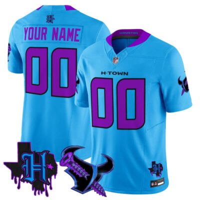 Houston Texans DJ Screw Vapor Limited Custom Stitched Jersey - Blue
