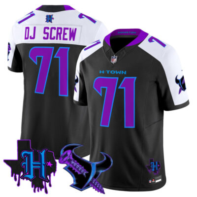 Houston Texans DJ Screw Vapor Limited Stitched Jersey - Black Alternate / Screw 1971