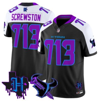 Houston Texans DJ Screw Vapor Limited Stitched Jersey - Black Alternate / Screwston 713