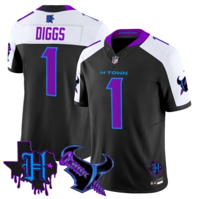 Houston Texans DJ Screw Vapor Limited Stitched Jersey - Black Alternate / Stefon Diggs