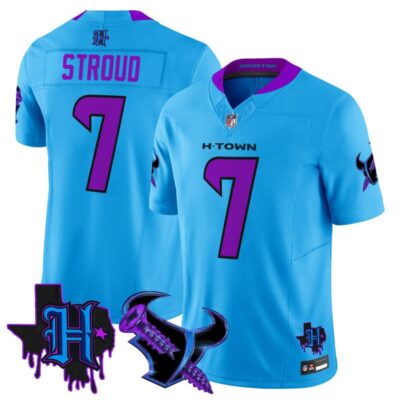 Houston Texans DJ Screw Vapor Limited Stitched Jersey - Blue / C.J. Stroud