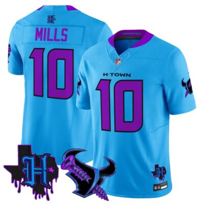 Houston Texans DJ Screw Vapor Limited Stitched Jersey - Blue / Davis Mills