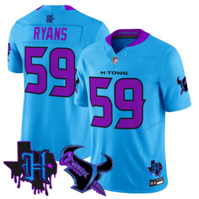 Houston Texans DJ Screw Vapor Limited Stitched Jersey - Blue / DeMeco Ryans