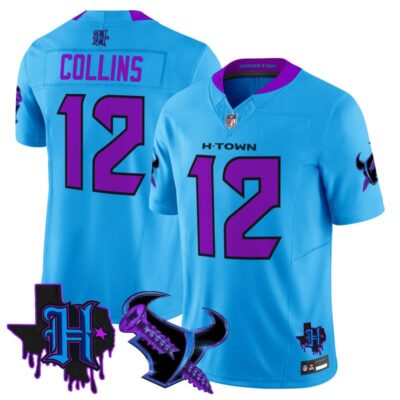 Houston Texans DJ Screw Vapor Limited Stitched Jersey - Blue / Nico Collins