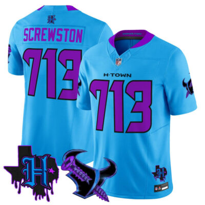 Houston Texans DJ Screw Vapor Limited Stitched Jersey - Blue / Screwston 713