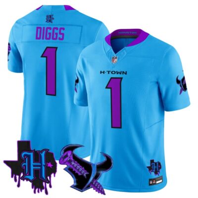 Houston Texans DJ Screw Vapor Limited Stitched Jersey - Blue / Stefon Diggs