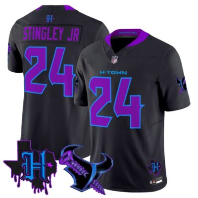 Houston Texans DJ Screw Vapor Limited Stitched Jersey - Navy / Derek Stingley Jr.