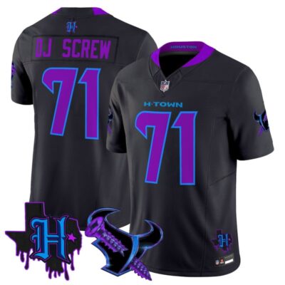 Houston Texans DJ Screw Vapor Limited Stitched Jersey - Navy / Screw 1971