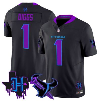 Houston Texans DJ Screw Vapor Limited Stitched Jersey - Navy / Stefon Diggs