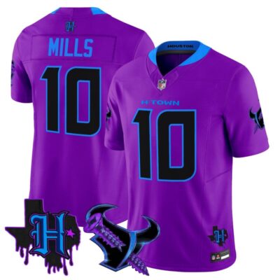 Houston Texans DJ Screw Vapor Limited Stitched Jersey - Purple / Davis Mills