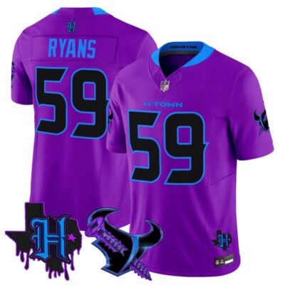 Houston Texans DJ Screw Vapor Limited Stitched Jersey - Purple / DeMeco Ryans