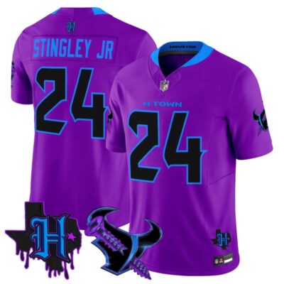 Houston Texans DJ Screw Vapor Limited Stitched Jersey - Purple / Derek Stingley Jr.