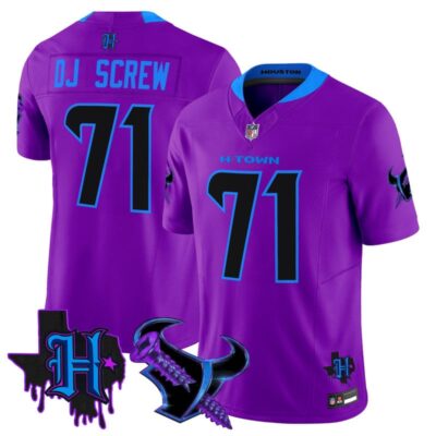 Houston Texans DJ Screw Vapor Limited Stitched Jersey - Purple / Screw 1971