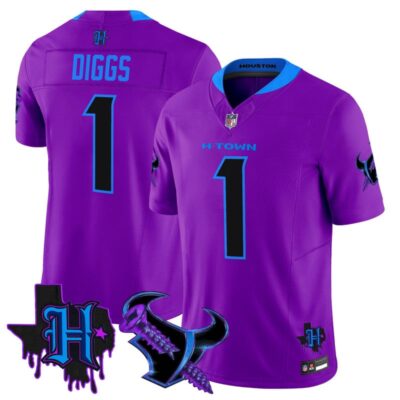 Houston Texans DJ Screw Vapor Limited Stitched Jersey - Purple / Stefon Diggs