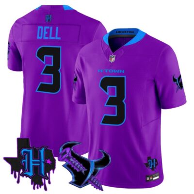 Houston Texans DJ Screw Vapor Limited Stitched Jersey - Purple / Tank Dell