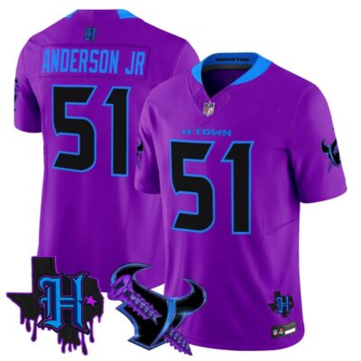 Houston Texans DJ Screw Vapor Limited Stitched Jersey - Purple / Will Anderson Jr.