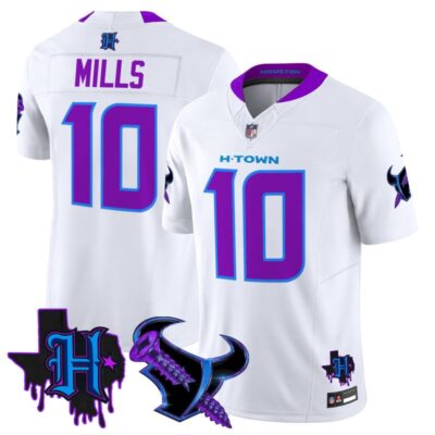 Houston Texans DJ Screw Vapor Limited Stitched Jersey - White / Davis Mills