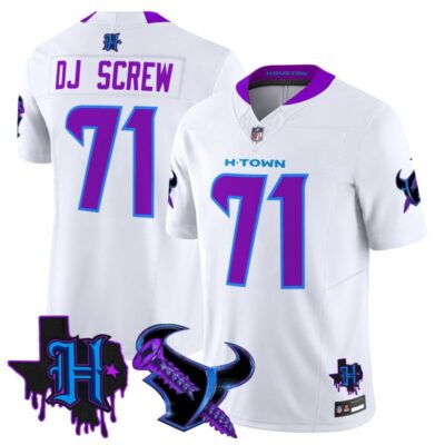 Houston Texans DJ Screw Vapor Limited Stitched Jersey - White / Screw 1971