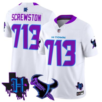 Houston Texans DJ Screw Vapor Limited Stitched Jersey - White / Screwston 713