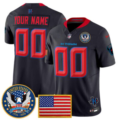 Houston Texans "United States 250th Anniversary Patch" Vapor Limited Custom Jersey - Navy Limited