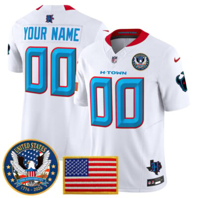 Houston Texans "United States 250th Anniversary Patch" Vapor Limited Custom Jersey - White