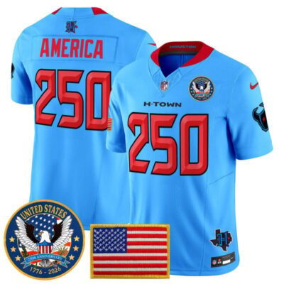 Houston Texans "United States 250th Anniversary Patch" Vapor Limited Jersey - Blue / #250 America