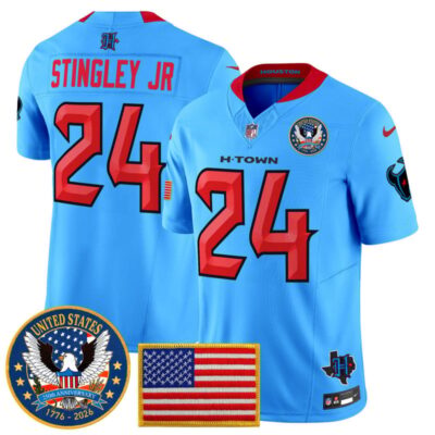 Houston Texans "United States 250th Anniversary Patch" Vapor Limited Jersey - Blue / Derek Stingley Jr.