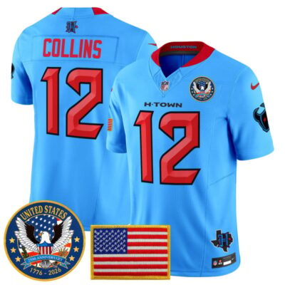 Houston Texans "United States 250th Anniversary Patch" Vapor Limited Jersey - Blue / Nico Collins