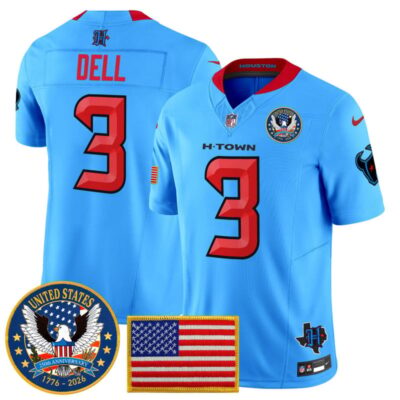 Houston Texans "United States 250th Anniversary Patch" Vapor Limited Jersey - Blue / Tank Dell