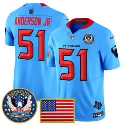 Houston Texans "United States 250th Anniversary Patch" Vapor Limited Jersey - Blue / Will Anderson Jr.