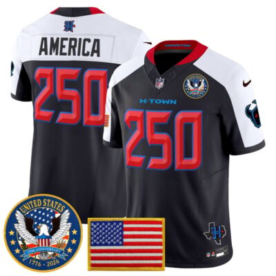 Houston Texans "United States 250th Anniversary Patch" Vapor Limited Jersey - Navy Alternate / #250 America