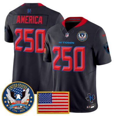Houston Texans "United States 250th Anniversary Patch" Vapor Limited Jersey - Navy Limited / #250 America