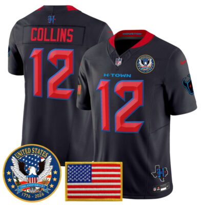 Houston Texans "United States 250th Anniversary Patch" Vapor Limited Jersey - Navy Limited / Nico Collins