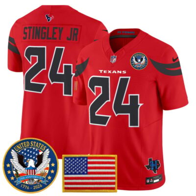 Houston Texans "United States 250th Anniversary Patch" Vapor Limited Jersey - Red / Derek Stingley Jr.