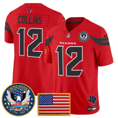 Houston Texans "United States 250th Anniversary Patch" Vapor Limited Jersey - Red / Nico Collins