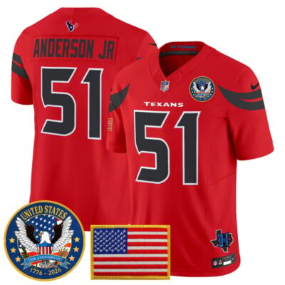 Houston Texans "United States 250th Anniversary Patch" Vapor Limited Jersey - Red / Will Anderson Jr.