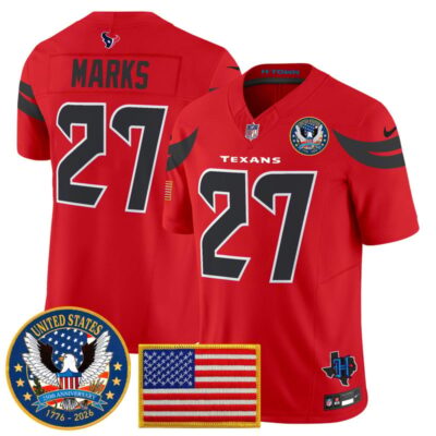 Houston Texans "United States 250th Anniversary Patch" Vapor Limited Jersey - Red / Woody Marks